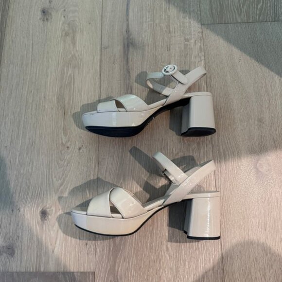 Prada Prada Block Heel Slingback Platform Nude Tan - Picture 1 of 10